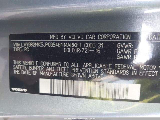 2018 VOLVO S90 LVY982MK5JP035481 Photo 8