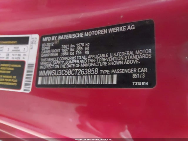2012 MINI COOPER WMWSU3C58CT263858 Photo 8