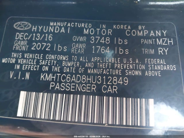 KMHTC6AD8HU312849 Hyundai Veloster
