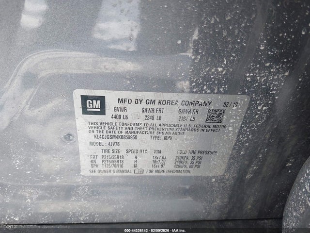2019 Buick Encore Awd Essence მანქანა იყიდება აუქციონზე, vin: KL4CJGSM4KB858950, აუქციონის ნომერი: 44326142