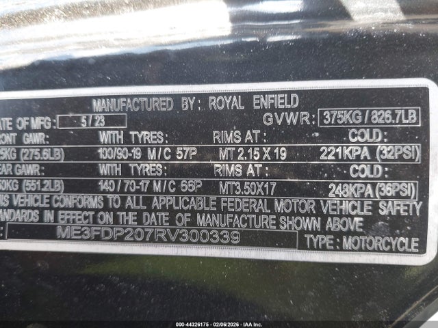 ME3FDP207RV300339 Royal Enfield Motors Meteor 350