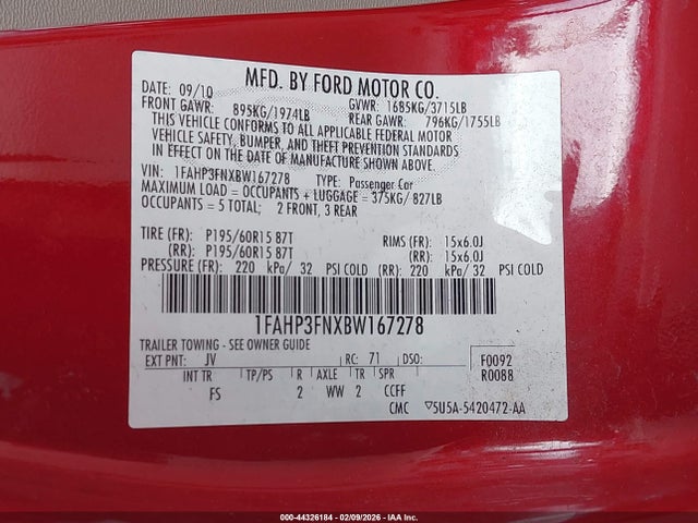 2011 FORD FOCUS 1FAHP3FNXBW167278 Photo 8