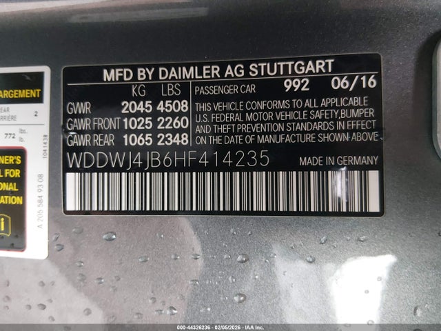 Aukcja sprzedaży 2017 Mercedes-benz C 300, vin: WDDWJ4JB6HF414235, numer aukcji: 44326236