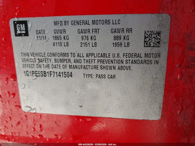 1G1PE5SB1F7141504 Chevrolet Cruze 2lt Auto