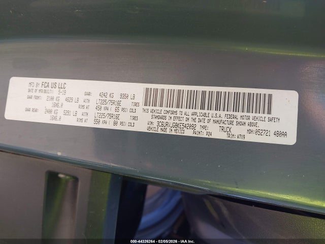 3C6URVJG8KE542092 RAM Promaster 3500 Cargo Van High Roof 159 Wb Ext