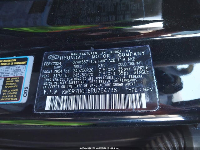 KM8R7DGE6RU764738 Hyundai Palisade Calligraphy Night Edition