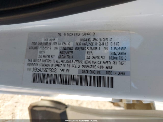 44326306 :رقم المزاد ، JM3KE4DY9G0720481 vin ، 2016 Mazda Cx-5 Grand Touring مزاد بيع
