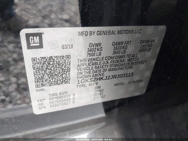 1GKS2HKJ2JR303113 GMC YUKON XL DENALI