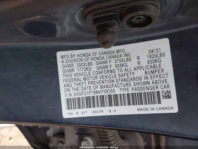 2021 HONDA CIVIC 2HGFC1F78MH706356 Photo 8