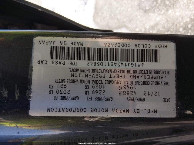 Aukcja sprzedaży 2014 Mazda Mazda6 I Grand Touring, vin: JM1GJ1W54E1105842, numer aukcji: 44326336