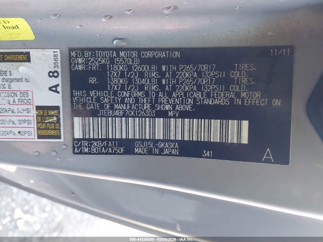 2012 TOYOTA FJ CRUISER JTEBU4BF7CK126303 Photo 8