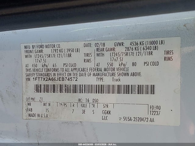 Ford F-250 Xl 2018 1FT7X2A66JEB74572 Image 9