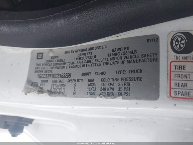2012 CHEVROLET COLORADO 1GCCSBF90C8163259 Photo 8