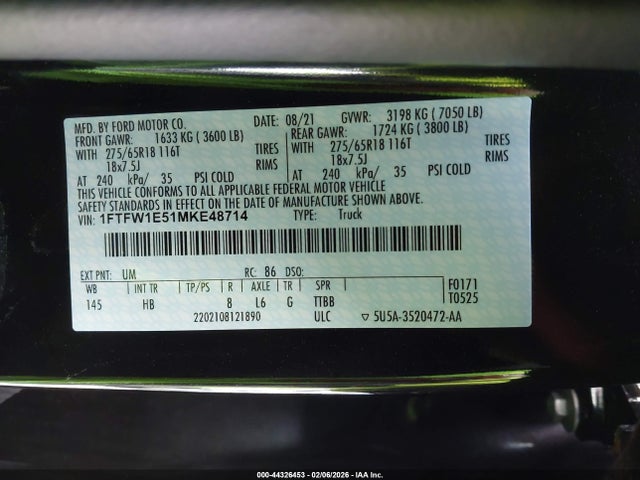 Ford F-150 Lariat 2021 1FTFW1E51MKE48714 Image 9