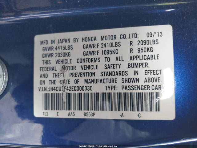 Aukcja sprzedaży 2014 Acura Tsx 2.4, vin: JH4CU2F42EC000030, numer aukcji: 44326458