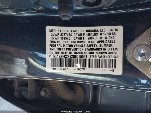 Honda CIVIC EX 2016 19XFC2F82GE055061 Image 9