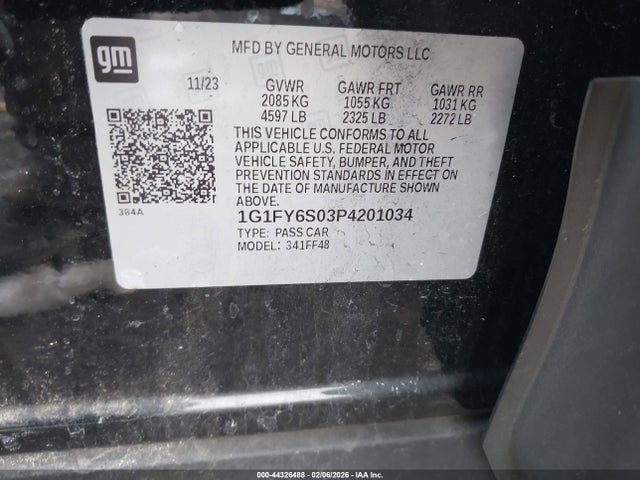 1G1FY6S03P4201034 Chevrolet Bolt Euv Fwd Lt