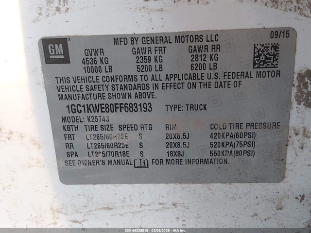 1GC1KWE80FF683193 Chevrolet Silverado 2500hd Ltz