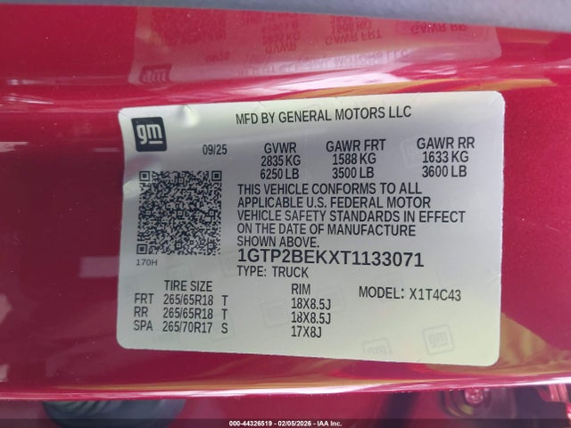 2026 Gmc Canyon Elevation, 4wd მანქანა იყიდება აუქციონზე, vin: 1GTP2BEKXT1133071, აუქციონის ნომერი: 44326519
