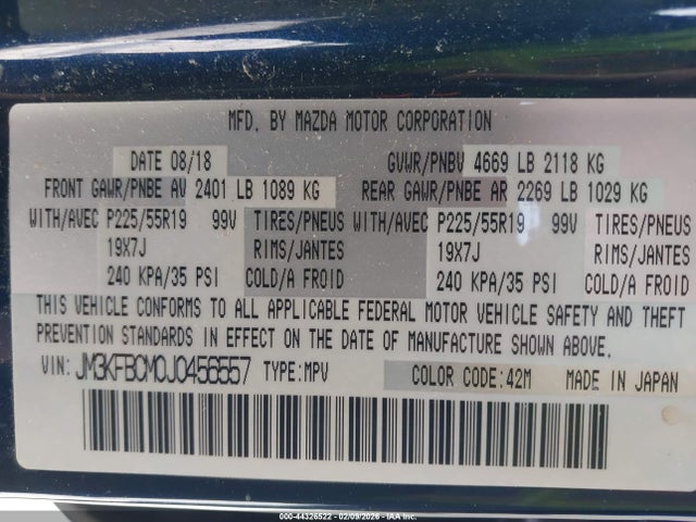 Продажа на аукционе авто 2018 Mazda Cx-5 Touring, vin: JM3KFBCM0J0456557, номер лота: 44326522