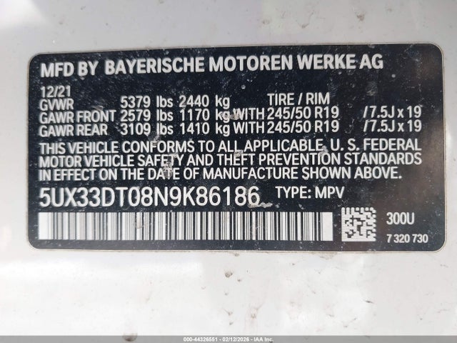 5UX33DT08N9K86186 BMW X4 Xdrive30i