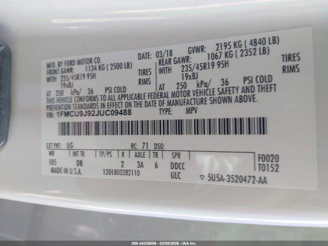 Ford Escape Titanium 2018 1FMCU9J92JUC09488 Image 9