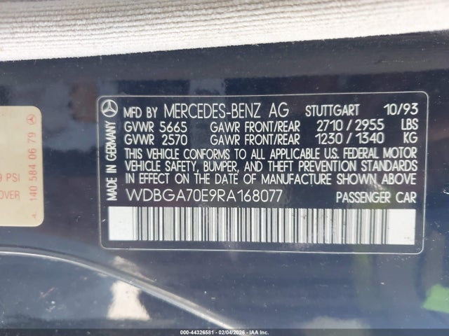 1994 MERCEDES-BENZ S WDBGA70E9RA168077 Photo 8