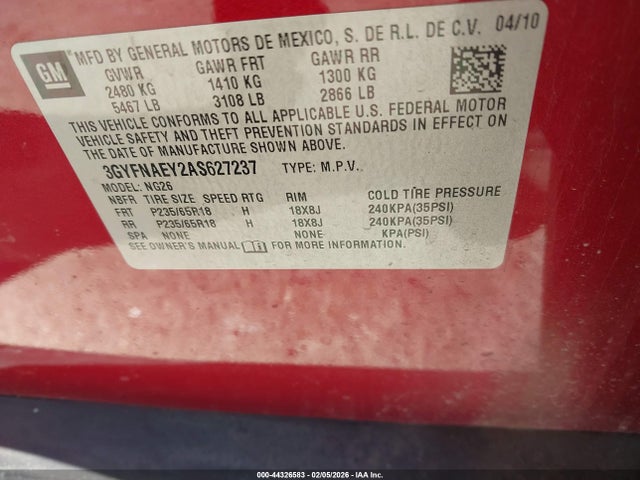 2010 CADILLAC SRX 3GYFNAEY2AS627237 Photo 8