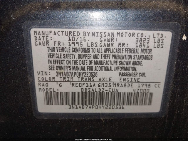 3N1AB7AP0HY220536 Nissan SENTRA SV