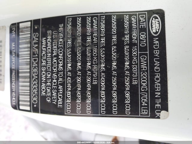 2011 LAND ROVER RANGE ROVER SALMF1D43BA333530 Photo 8