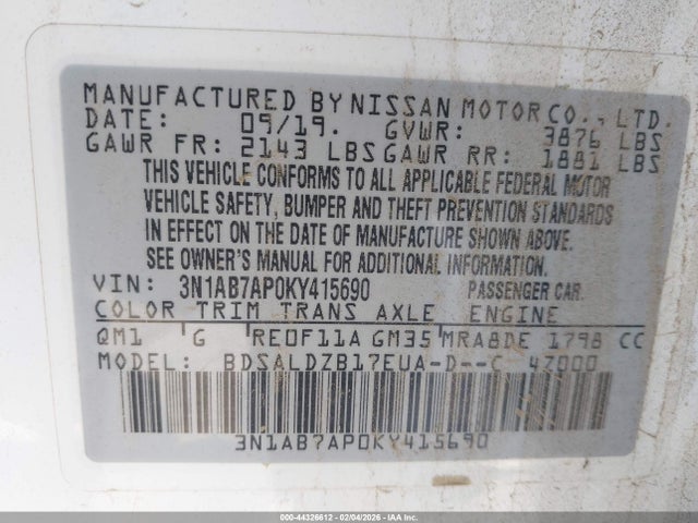 Nissan SENTRA SV 2019 3N1AB7AP0KY415690 Image 9