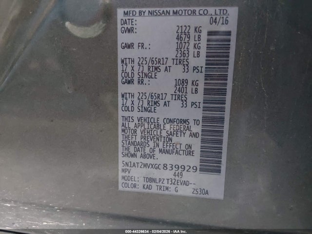 Nissan ROGUE S 2016 5N1AT2MVXGC839929 Image 9