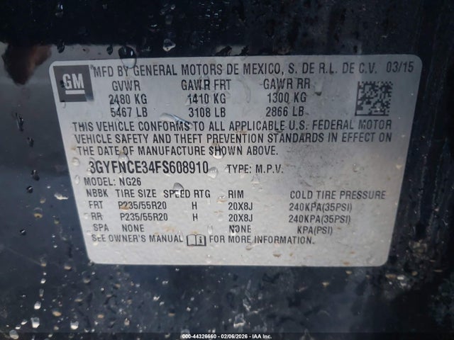 3GYFNCE34FS608910 Cadillac Srx Performance Collection