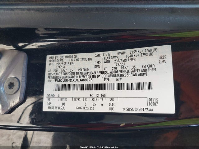 1FMCU9HDXJUA88025 Ford ESCAPE SEL