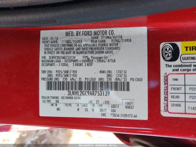 2010 LINCOLN MKZ 3LNHL2GC9AR753139 Photo 8