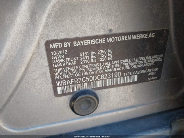 Продажа на аукционе авто 2013 Bmw 535i, vin: WBAFR7C50DC823190, номер лота: 44326724