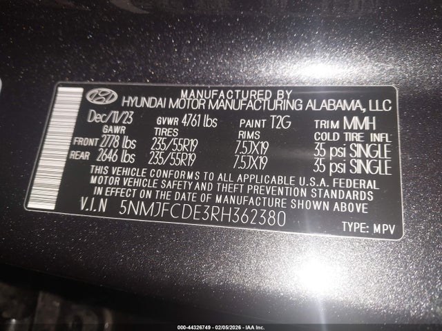 2024 HYUNDAI TUCSON 5NMJFCDE3RH362380 Photo 8