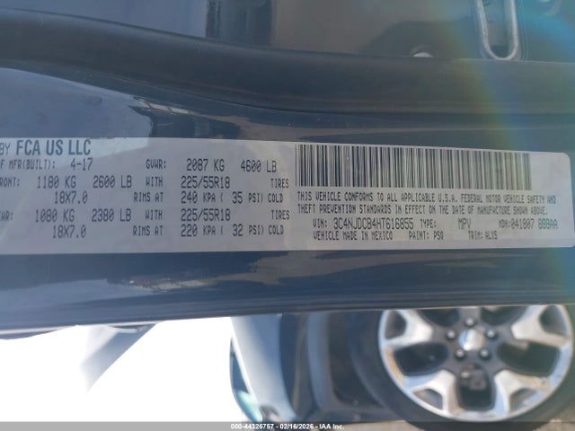 44326757 :رقم المزاد ، 3C4NJDCB4HT616855 vin ، 2017 Jeep New Compass Limited 4x4 مزاد بيع
