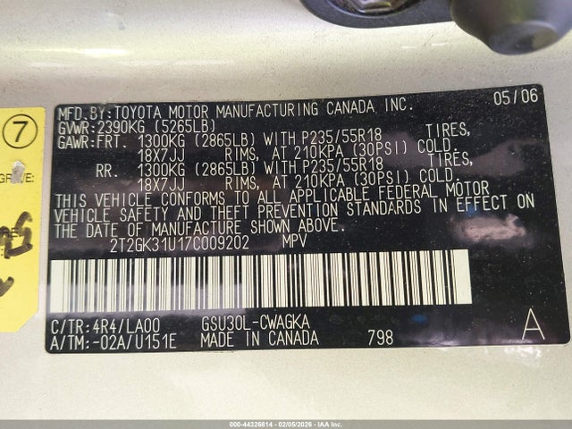 2007 LEXUS RX 350 2T2GK31U17C009202 Photo 8