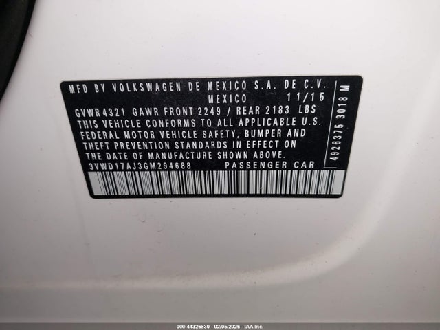 3VWD17AJ3GM294688 Volkswagen Jetta 1.8t Sport