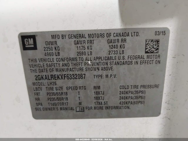 2GKALREKXF6332087 GMC Terrain Sle-2