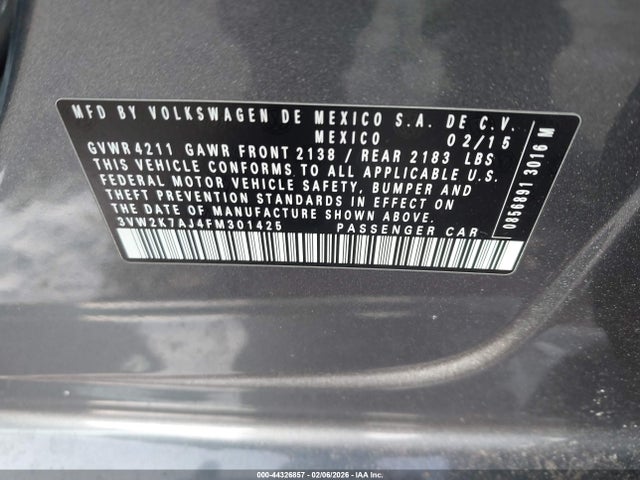 Volkswagen Jetta 2.0l S 2015 3VW2K7AJ4FM301425 Image 9