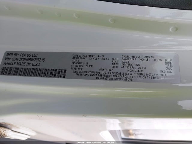 Продажа на аукционе авто 2024 Jeep Wrangler 4-door Sport S 4x4, vin: 1C4PJXDN6RW297215, номер лота: 44326864