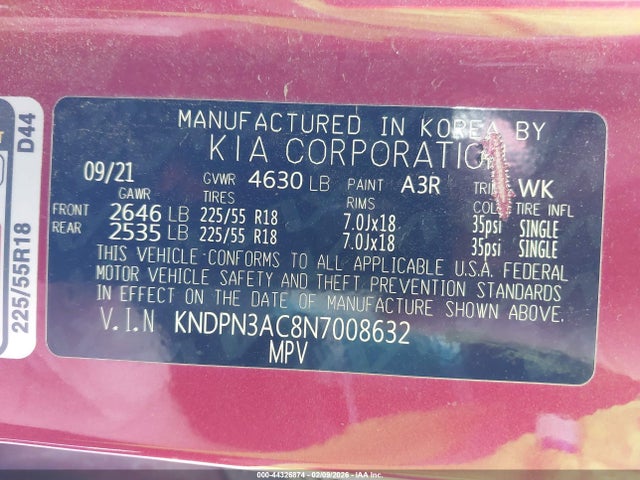 2022 KIA SPORTAGE KNDPN3AC8N7008632 Photo 8