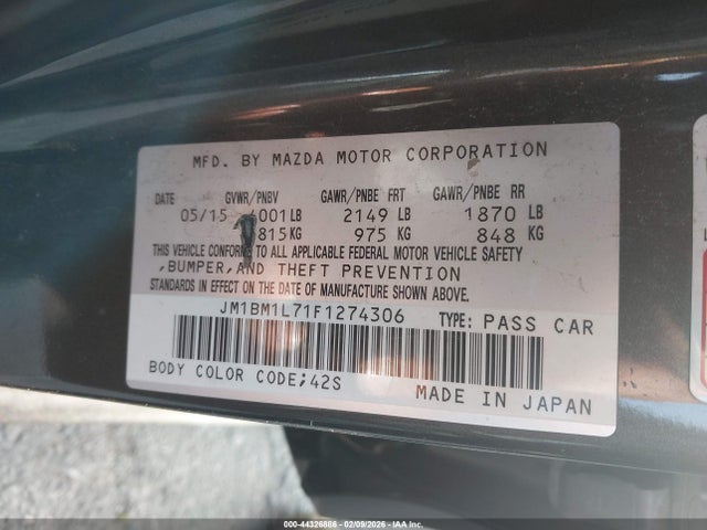 JM1BM1L71F1274306 Mazda Mazda3 I Touring