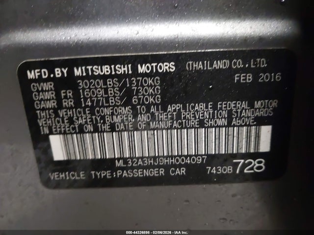 2017 MITSUBISHI MIRAGE ML32A3HJ9HH004097 Photo 8