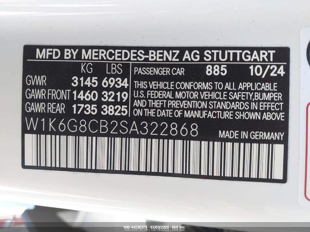 W1K6G8CB2SA322868 Mercedes-Benz Amg S 63 E 4matic