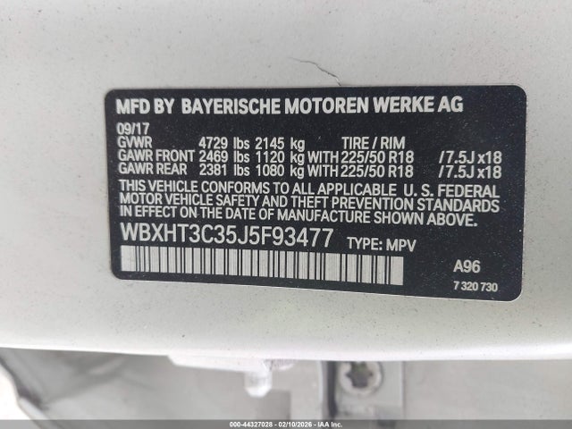 2018 Bmw X1 Xdrive28i მანქანა იყიდება აუქციონზე, vin: WBXHT3C35J5F93477, აუქციონის ნომერი: 44327028