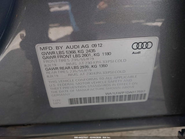 2013 AUDI Q5 WA1LFAFP1DA017597 Photo 8