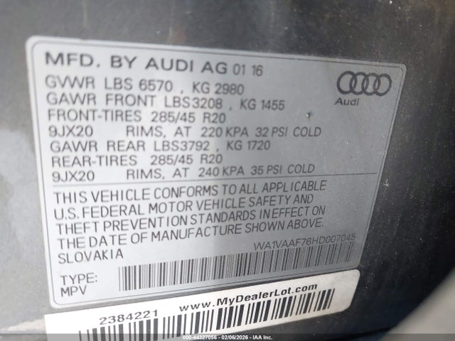 2017 AUDI Q7 WA1VAAF76HD007045 Photo 8